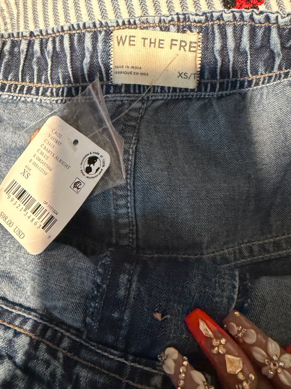 We The Free Love Me Not Bloomer Jean🔥 XS Oversized waist size18 read description - Picture 6 of 7